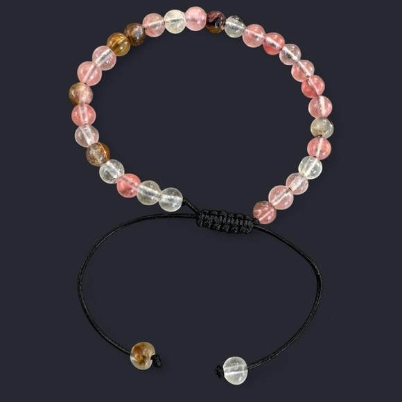 Cherry Quartz Adjustable Gemstone Bead Bracelet 6mm - Picture 1 of 5